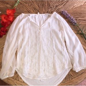 Anthropologie Boho White and Gold Blouse